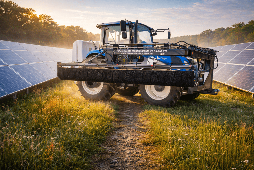 Güneş Enerji Paneli Temizleme Traktör Ataşmanı & Solar Power Plant Clean